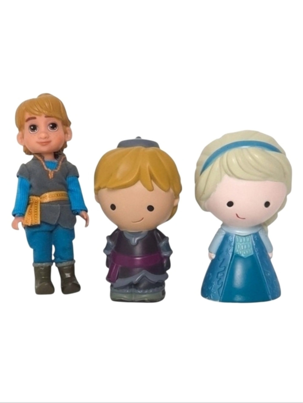 Disney Frozen Doll & Bath Toy Figures Set (Lot of 3)- Elsa & Prince Kristoff